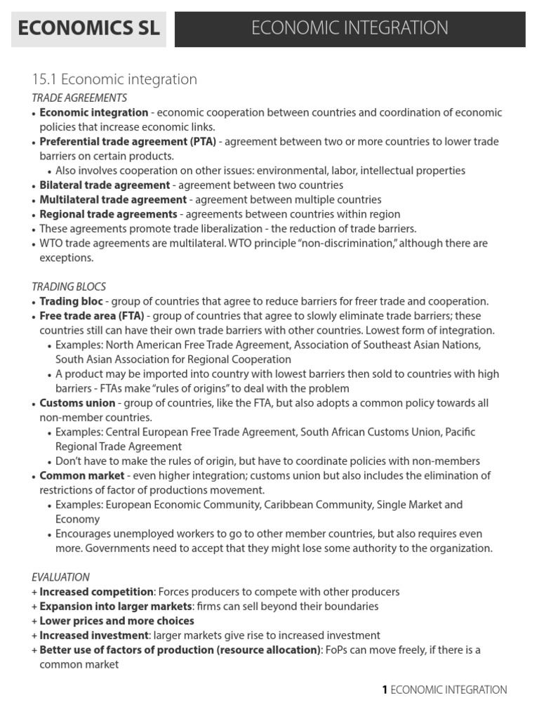 Economic Integration and Trade Agreements | PDF | Trade Agreements | Euro