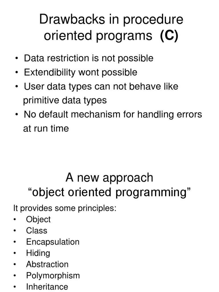 Drawbacks in Procedure Oriented Programs (C) | PDF | Method (Computer ...