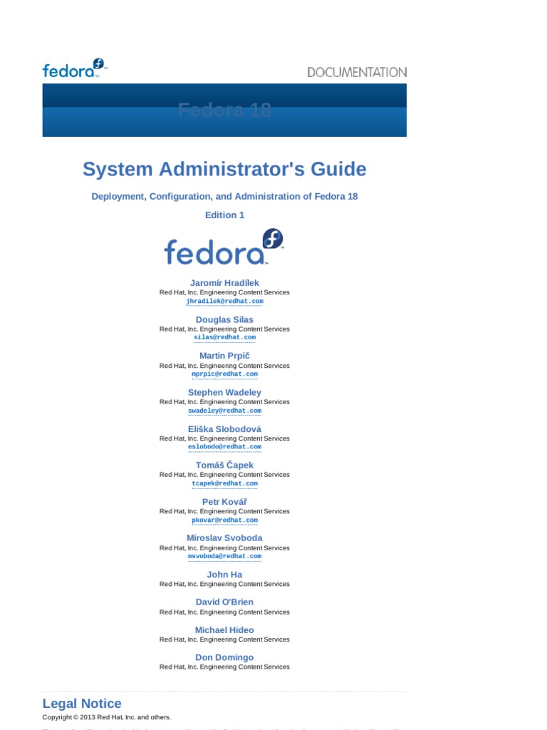 Fedora 18 System Administrators Guide en US | PDF | Secure Shell | Web ...