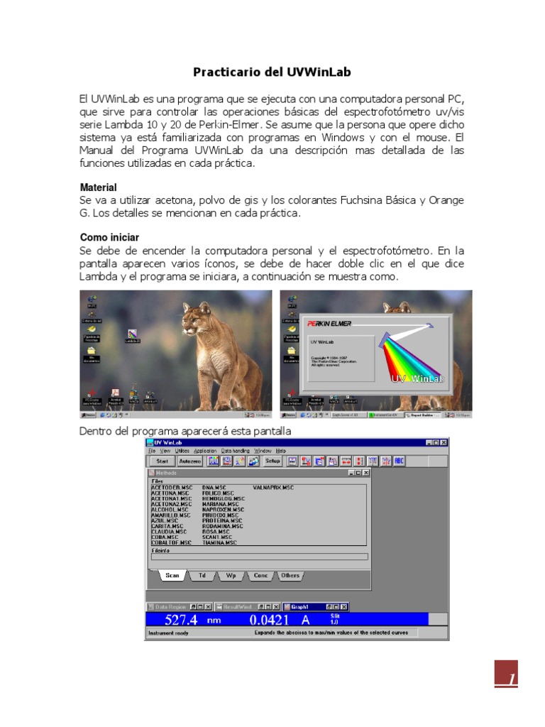 Manual de Uso del Software UVWinLab | PDF | Point and Click | Calibración