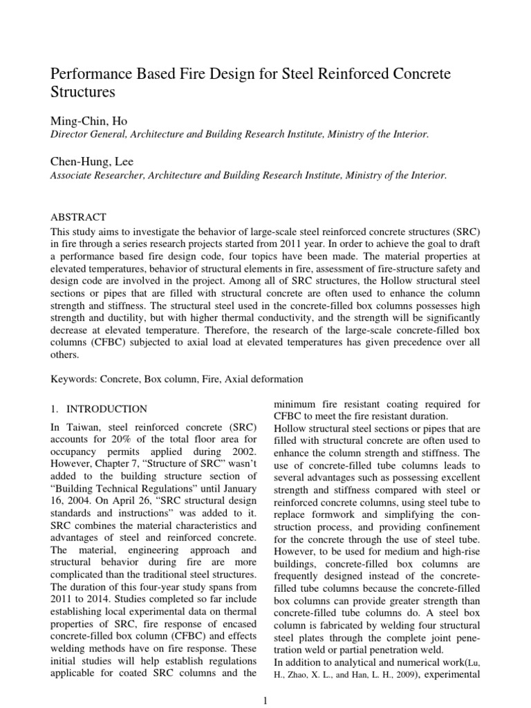 Performance Based Fire Design For Steel Reinforced Concrete Structures