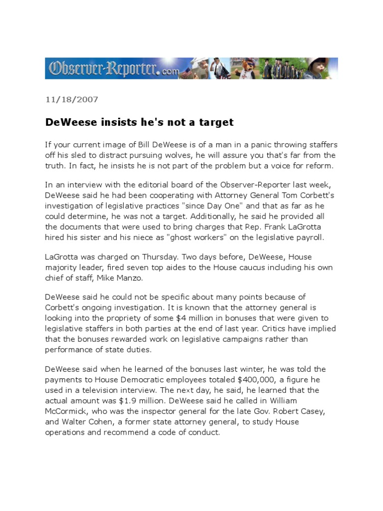 Observer Reporter 20071118 | PDF | Politics Of The United States ...