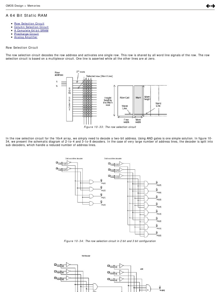 A 64 Bit Static RAM: Row Selection Circuit | PDF | Electronic Circuits ...