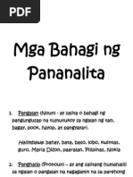 Mga Bahagi NG Pananalita