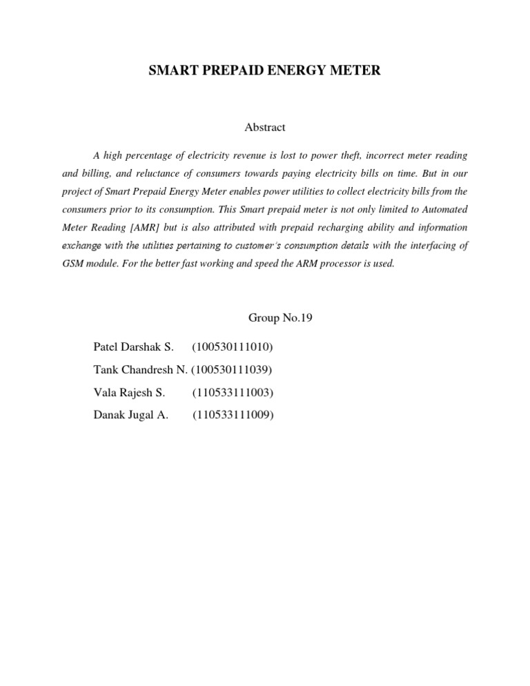Smart Prepaid Energy Meter System | PDF | Finance & Money Management ...