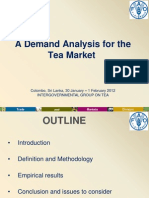 A Demand Analysis For The Tea Market: Colombo, Sri Lanka, 30 January - 1 February 2012 Intergovernmental Group On Tea