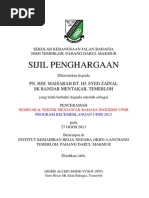 CONTOH SIJIL PENGHARGAAN