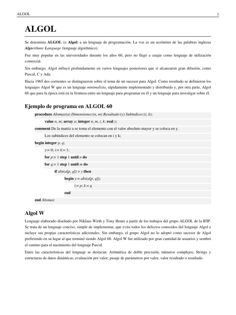Algol | PDF | Programación de computadoras | Ingeniería de software