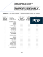 Self Assessment of Business Skills Check List: (The Skills Required To Own and Operate A Motel/hotel)