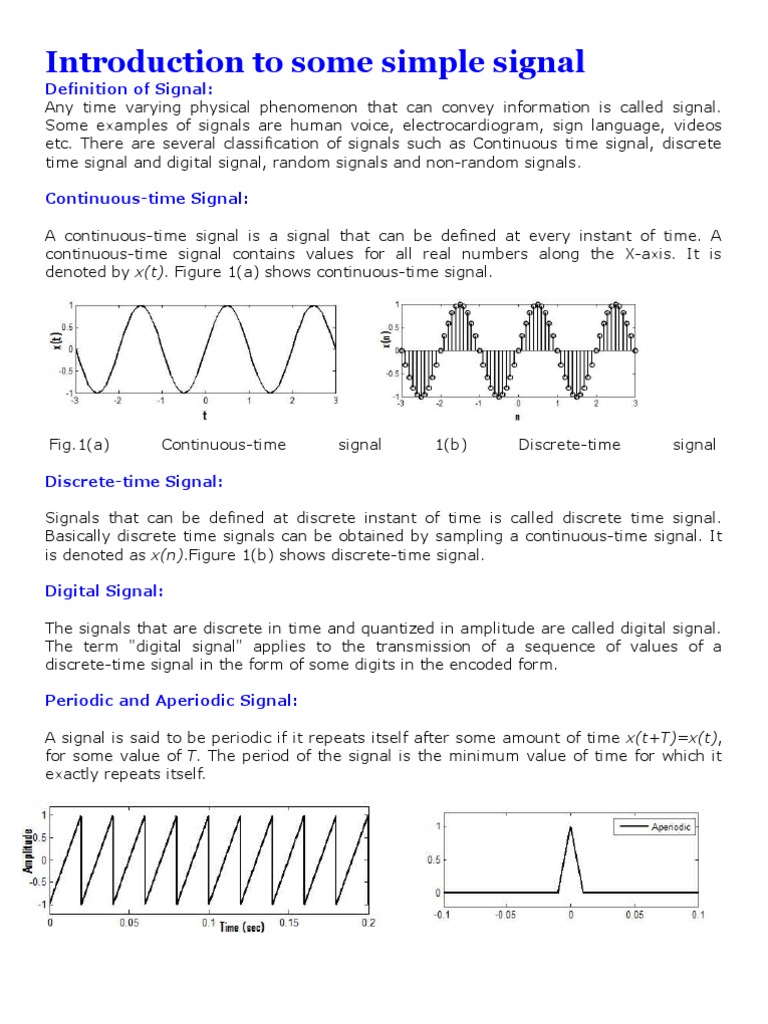 Introduction to Some Simple Signal Signal (Electrical Engineering
