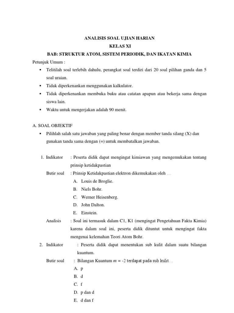 Analisis Soal Ujian Harian