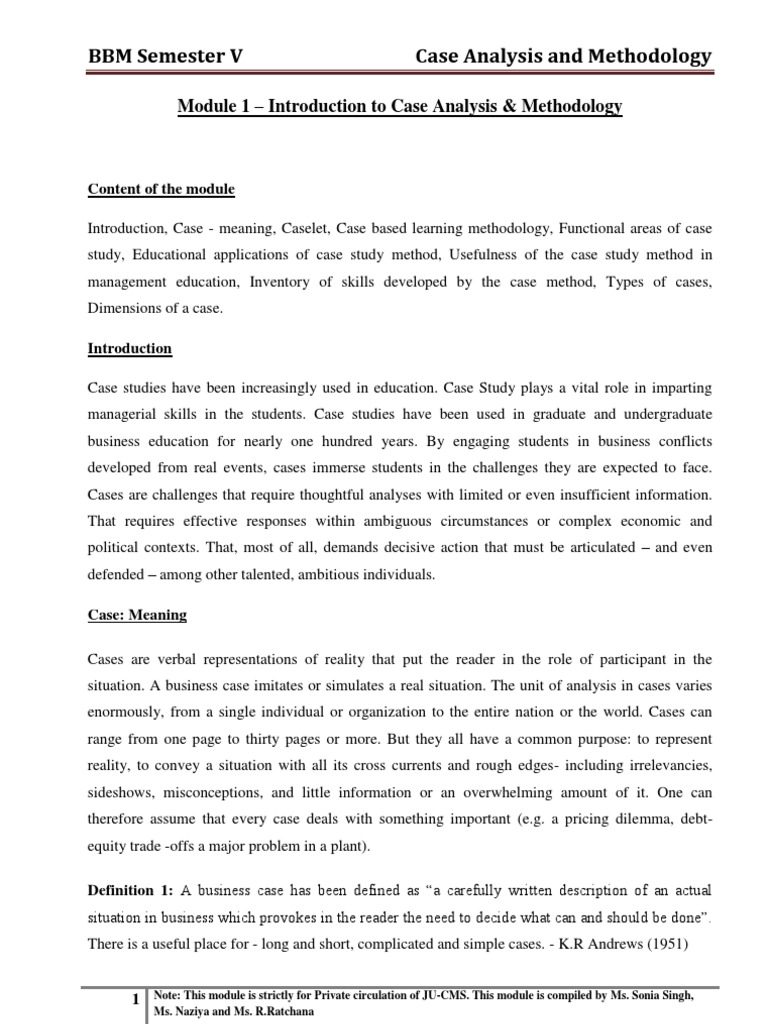 case analysis note example
