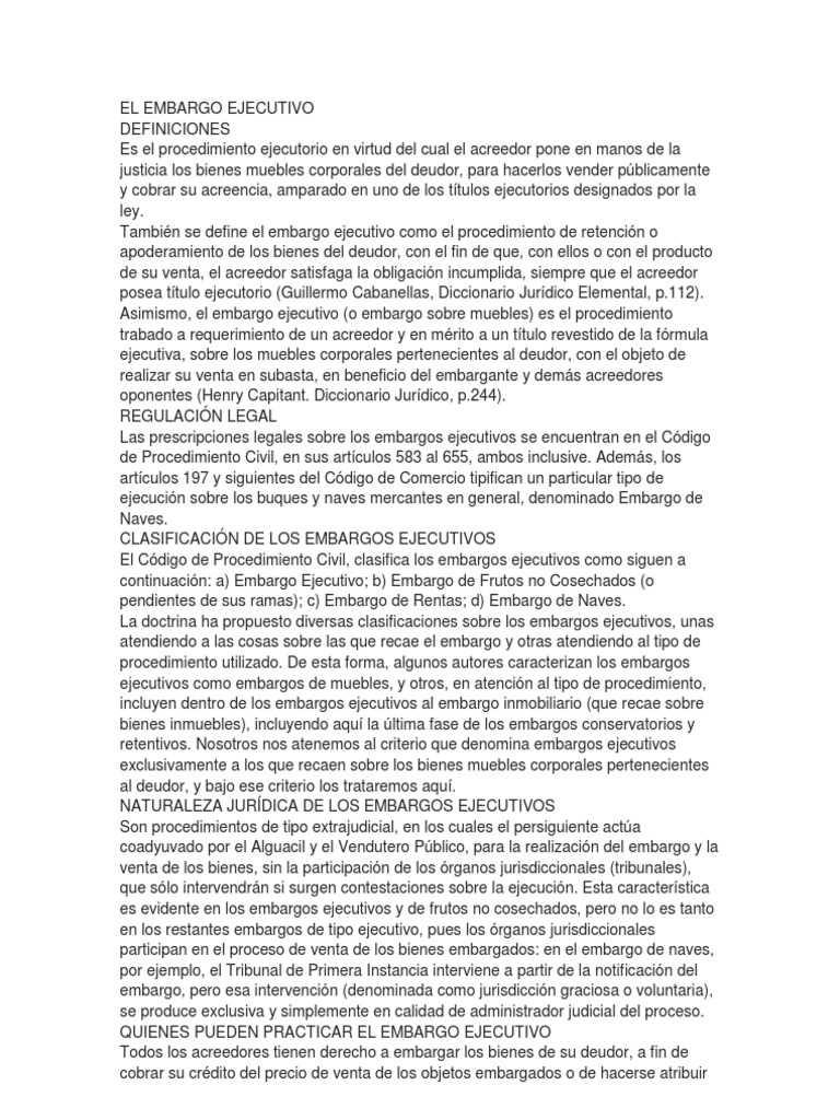 EL EMBARGO EJECUTIVO mucha información Pagos Propiedad