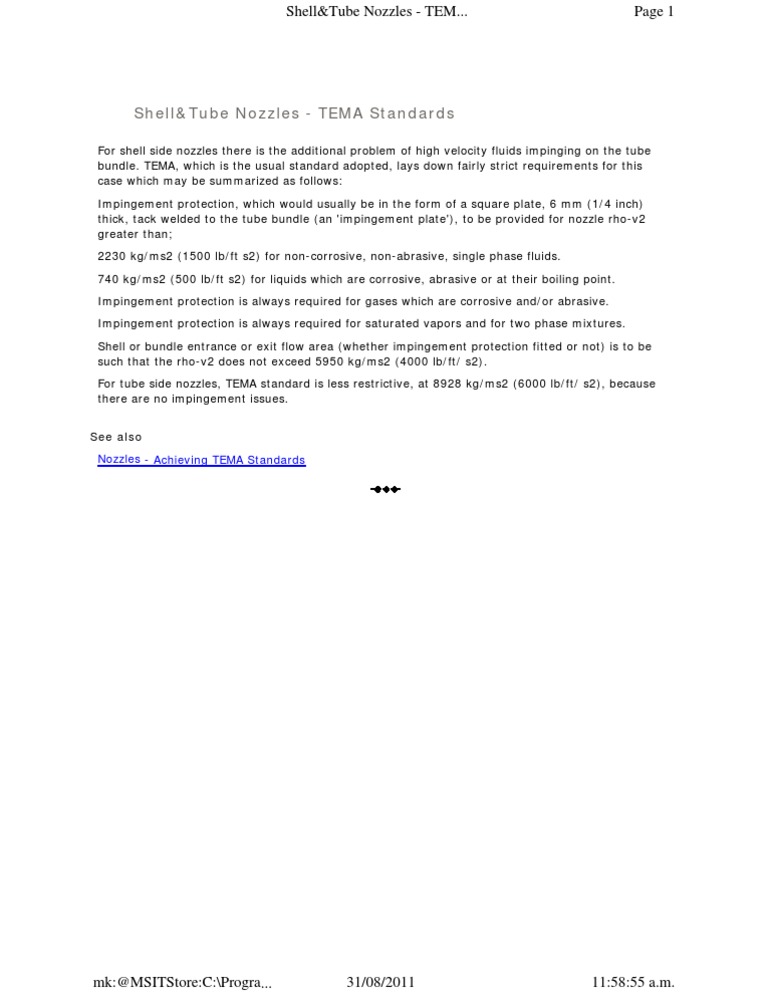 TEMA Standards for Impingement Protection | PDF | Technology ...