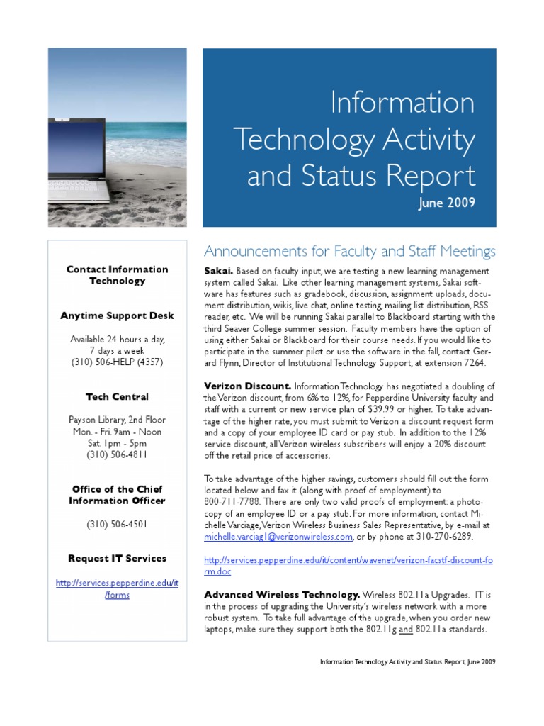 June 2009 Status Report Application Software Computer Network