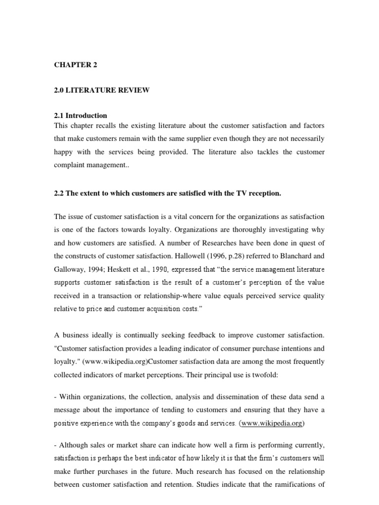 literature review on customer satisfaction in telecom sector