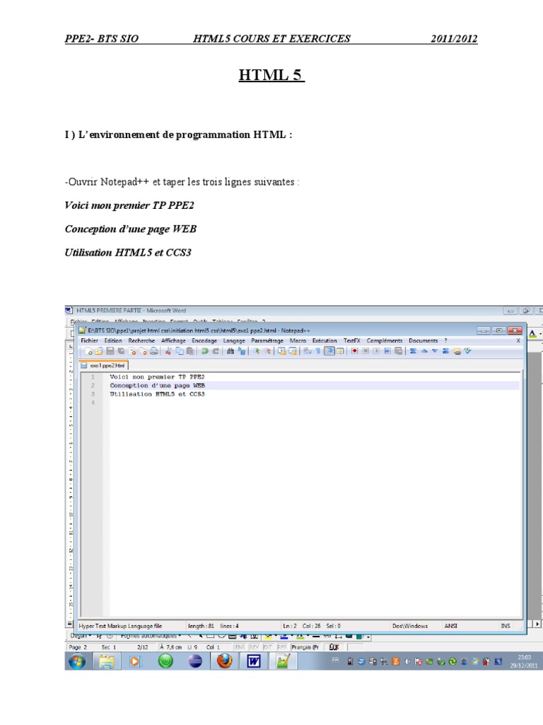 Cours et Exercices HTML5 PDF | PDF | Langage de balisage | HTML5