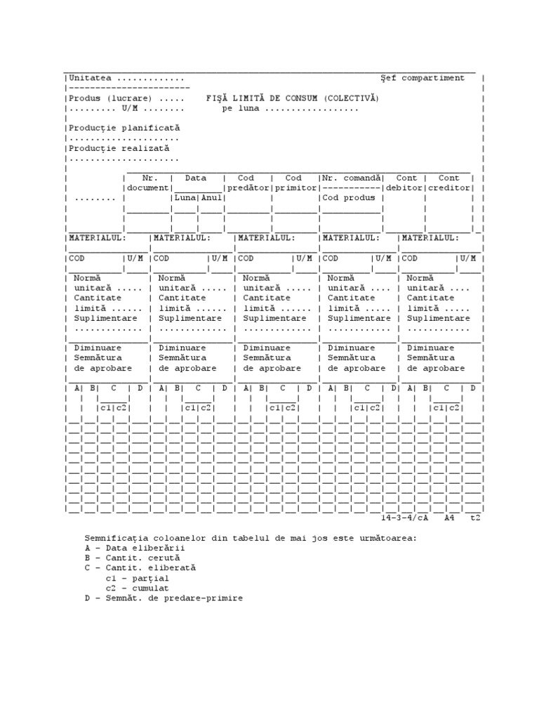 Fisa Limita de Consum (Colectiva) | PDF