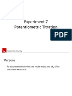 Experiment 7 Potentiometric Titration: Valdosta State University