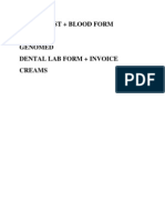 Triple Test + Blood Form 1 2 1 2 Genomed Dental Lab Form + Invoice Creams
