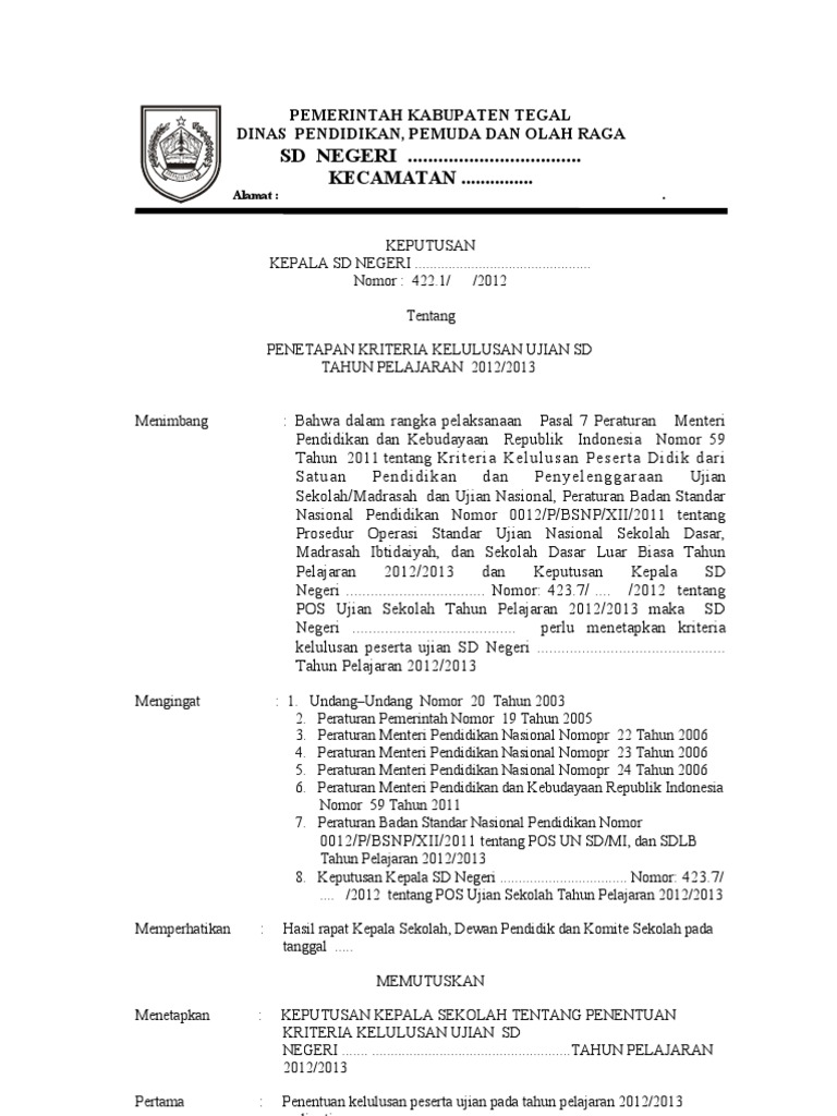 Surat Keputusan Wisuda Sd