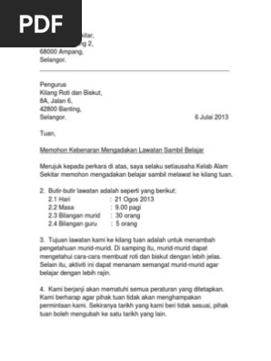 Surat Rasmi Lawatan Sambil Belajar Pdf