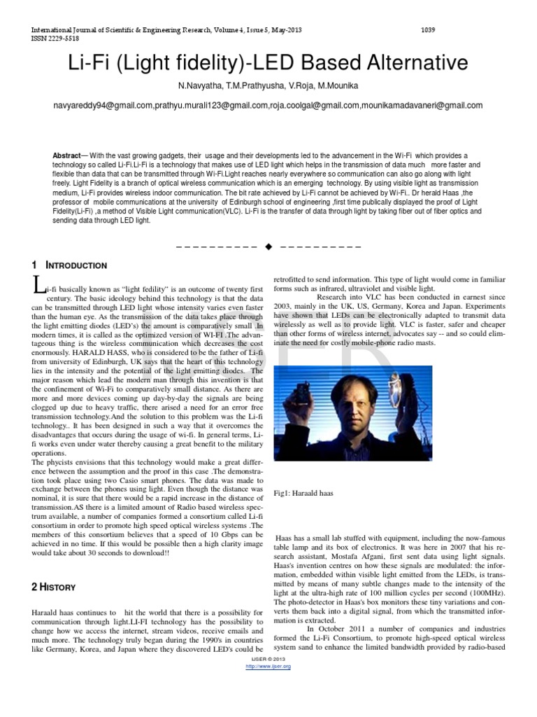 Researchpaper Li Fi Light Fidelity LED Based Alternative | PDF | Light ...