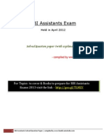 RBI Assistants Exam Previous Year Solved Paper