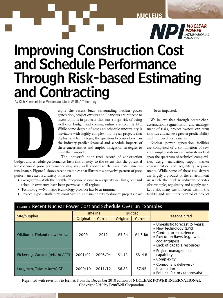 Npi Improving Construction Cost 1110 | PDF | Nuclear Power | Risk