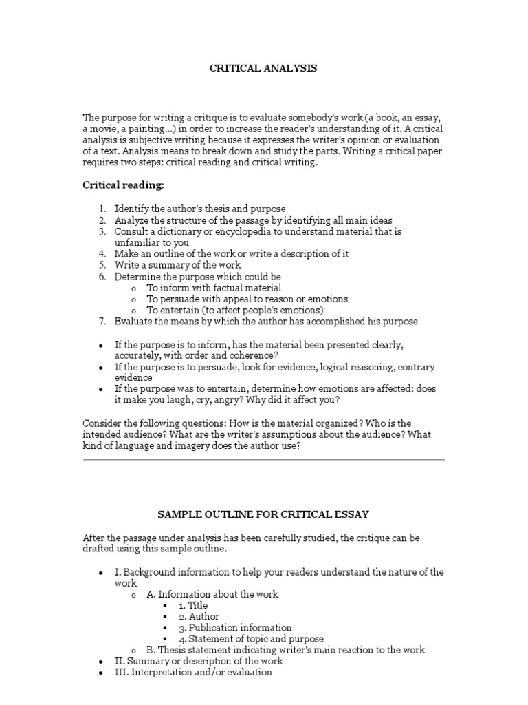 How To Write A Critical Analysis | PDF