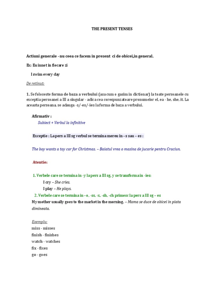 Present Tenses in English Grammar | PDF | Language Arts & Discipline ...