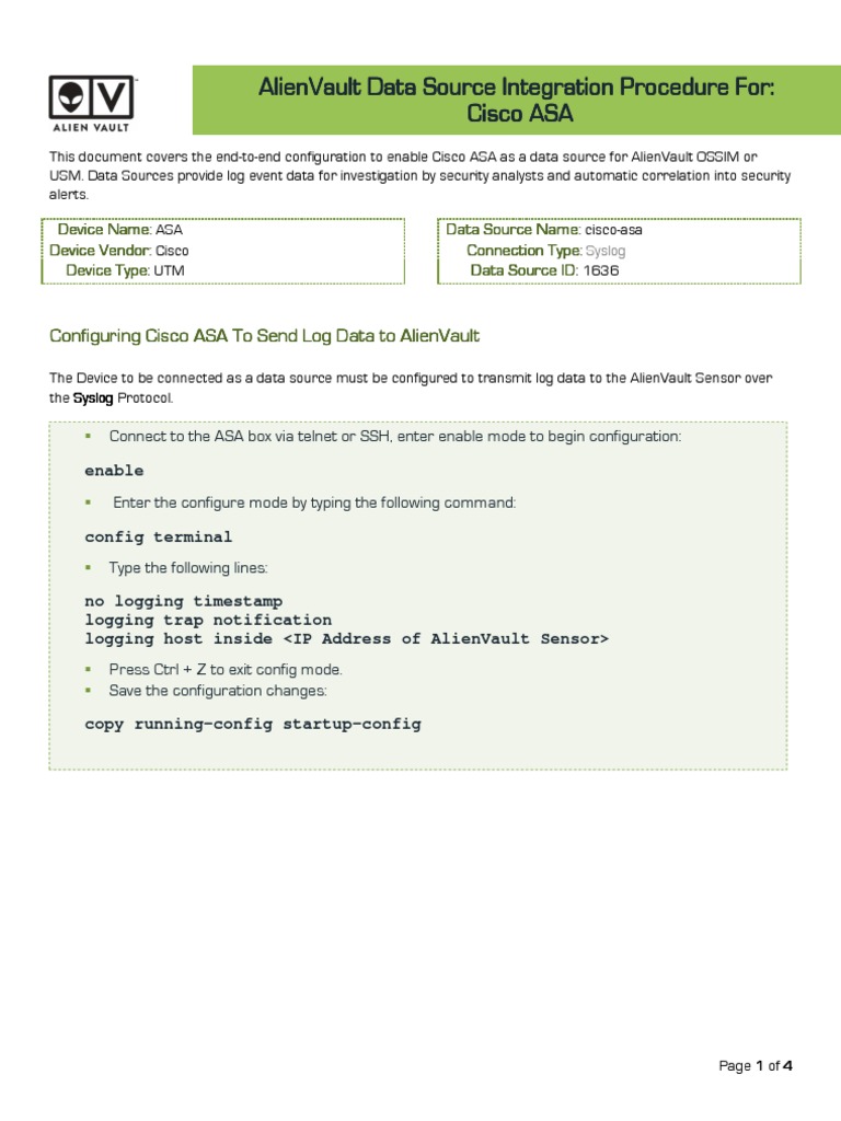 Cisco ASA Integration with AlienVault OSSIM | PDF | Secure Shell ...