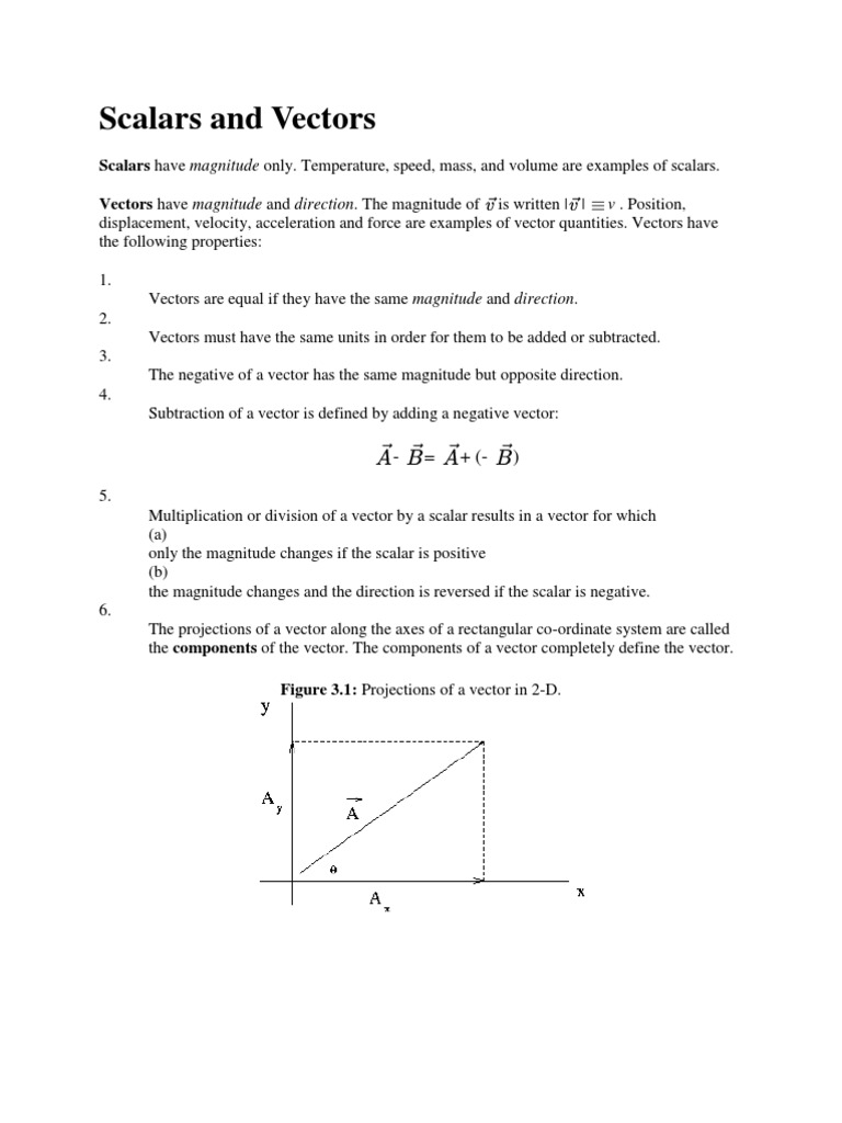Scalars vs. Vectors Explained | PDF | Science & Mathematics