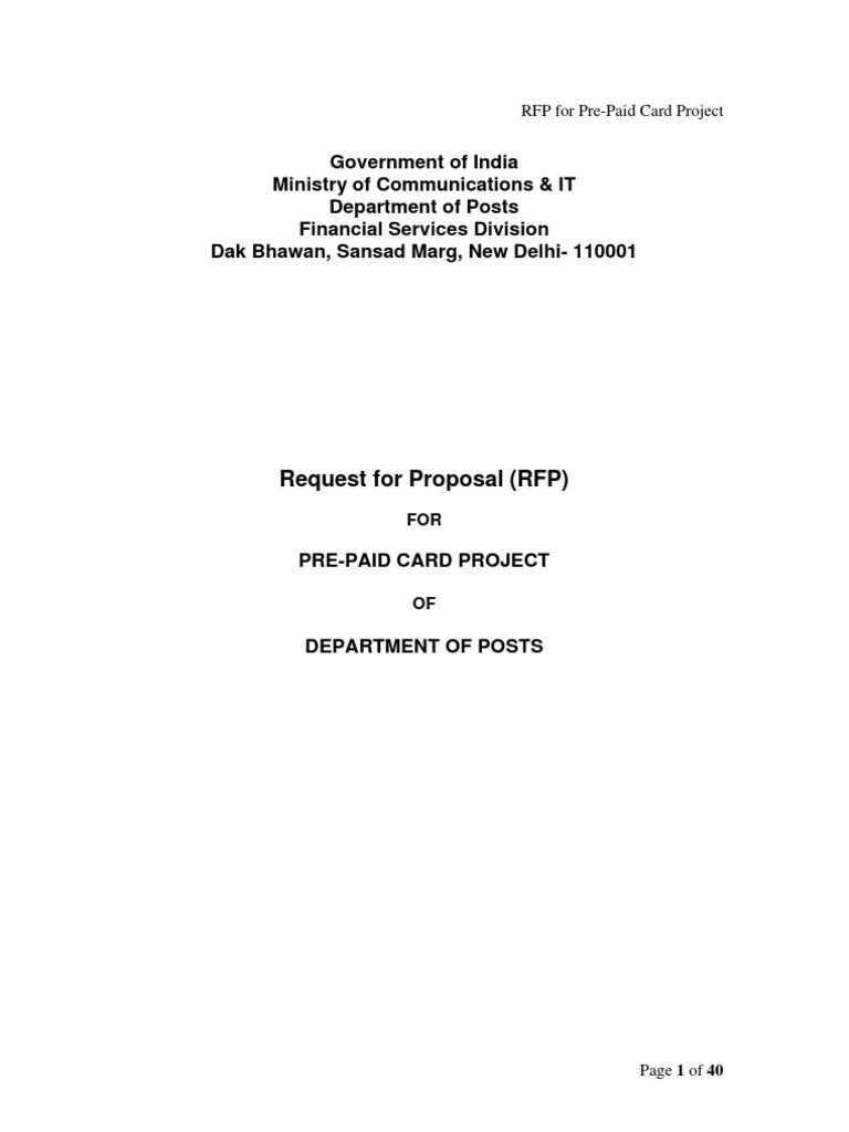 RFP for Pre-Paid Card Partnership | PDF | Debit Card | Request For Proposal