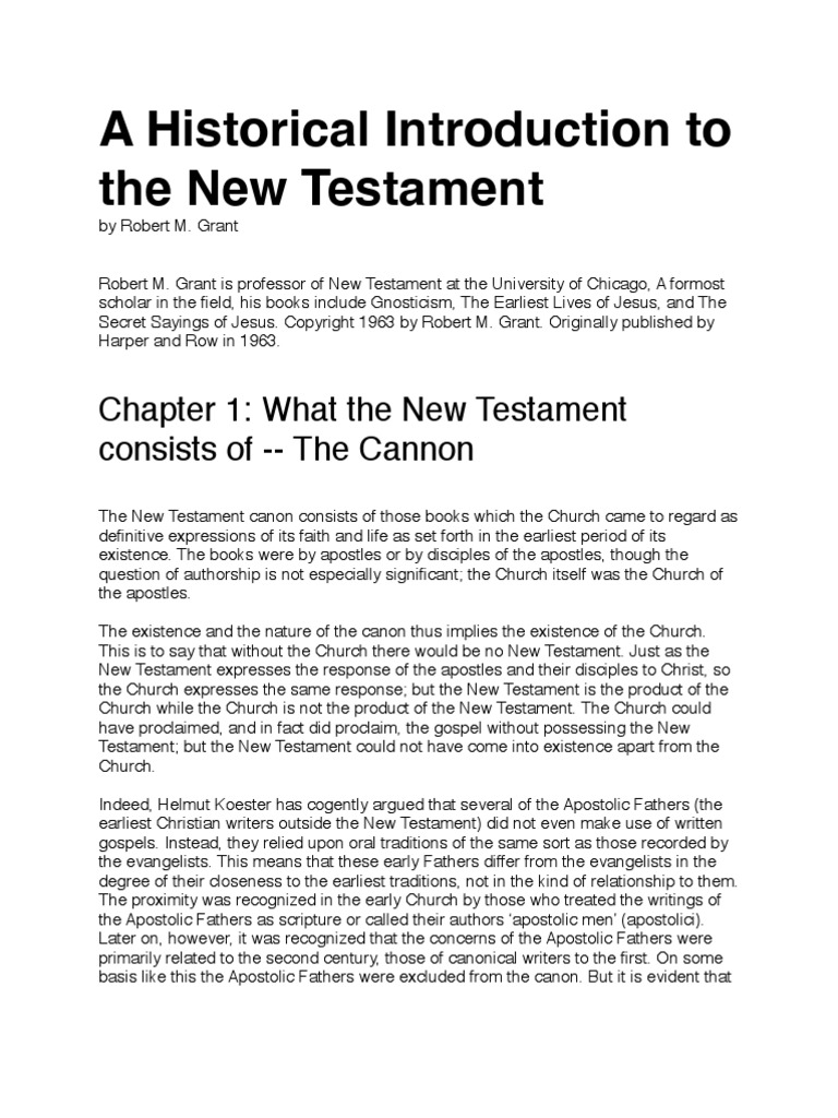 Grant, R - A Historical Introduction To The New Testament | PDF | New ...