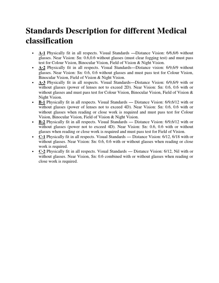 Medical Visual Standards Overview | PDF