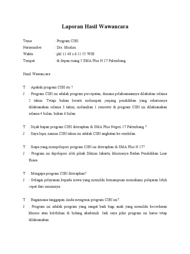 Contoh Laporan Tentang Pendidikan