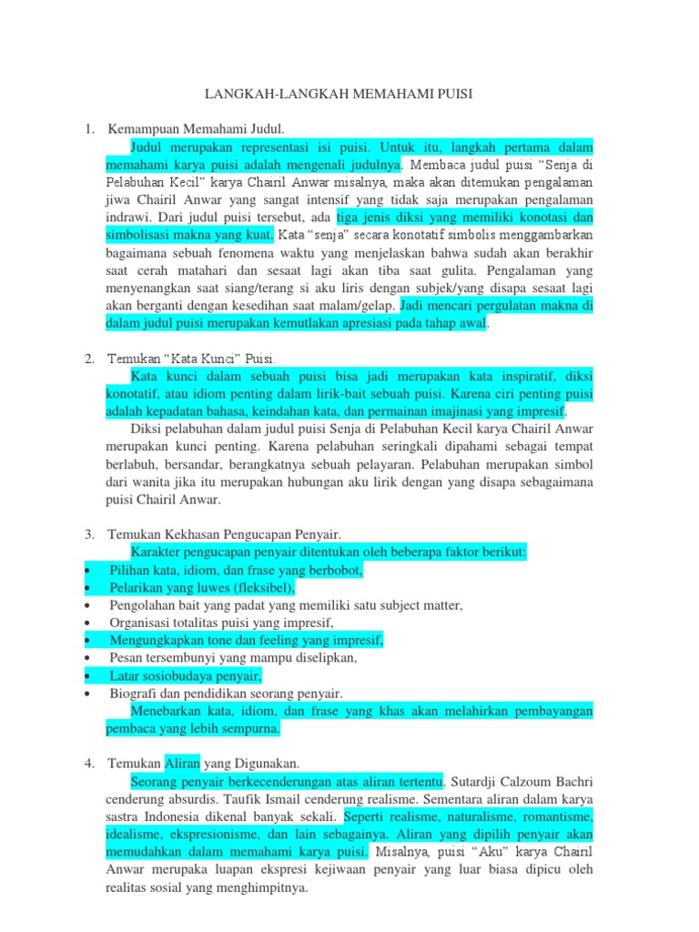 Langkahlangkah Memahami Puisi