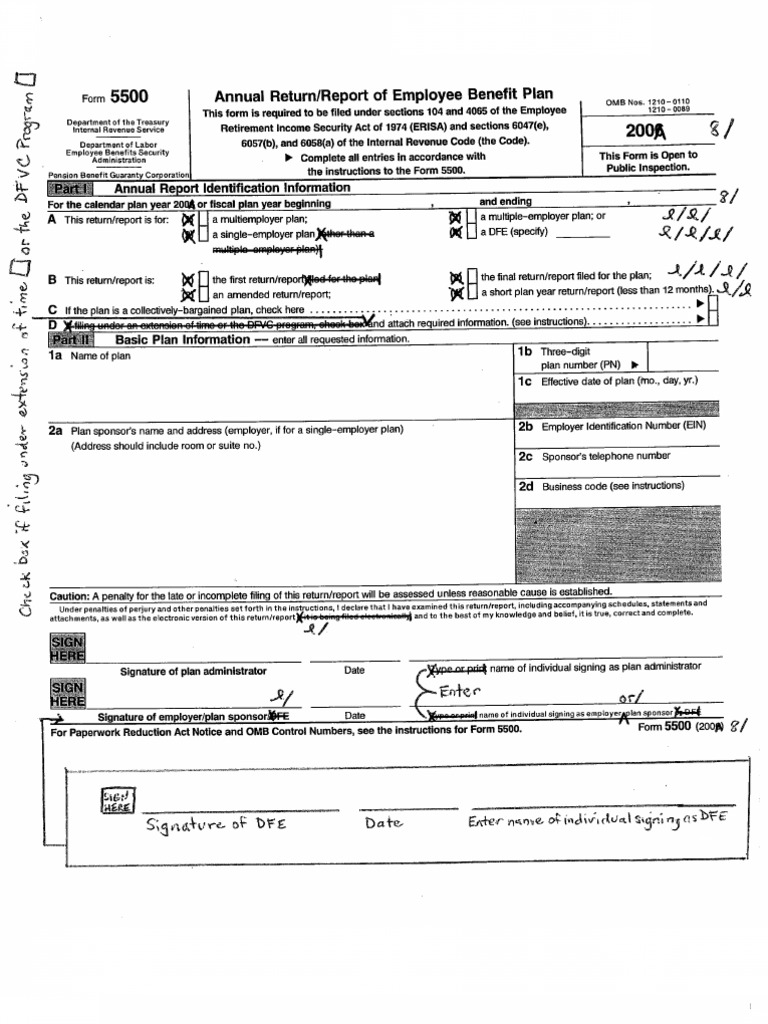 Form 5500: Employee Benefit Plan Report | PDF