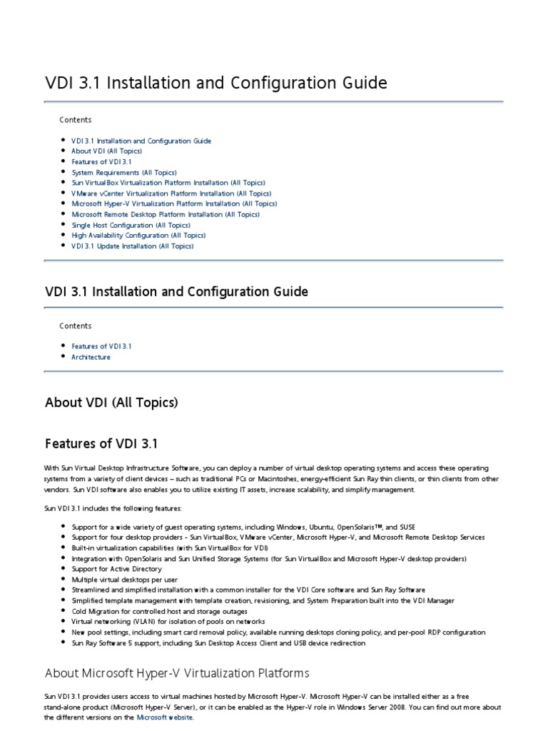 Vdi 3.1 Installation and Configuration Guide | PDF | Desktop ...