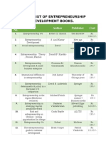 Title: List of Entrepreneurship Development Books.: Sr. No. Title Author Publisher Cost