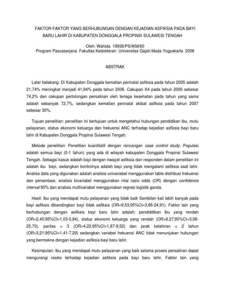 FAKTORFAKTOR YANG BERHUBUNGAN DENGAN KEJADIAN ASFIKSIA