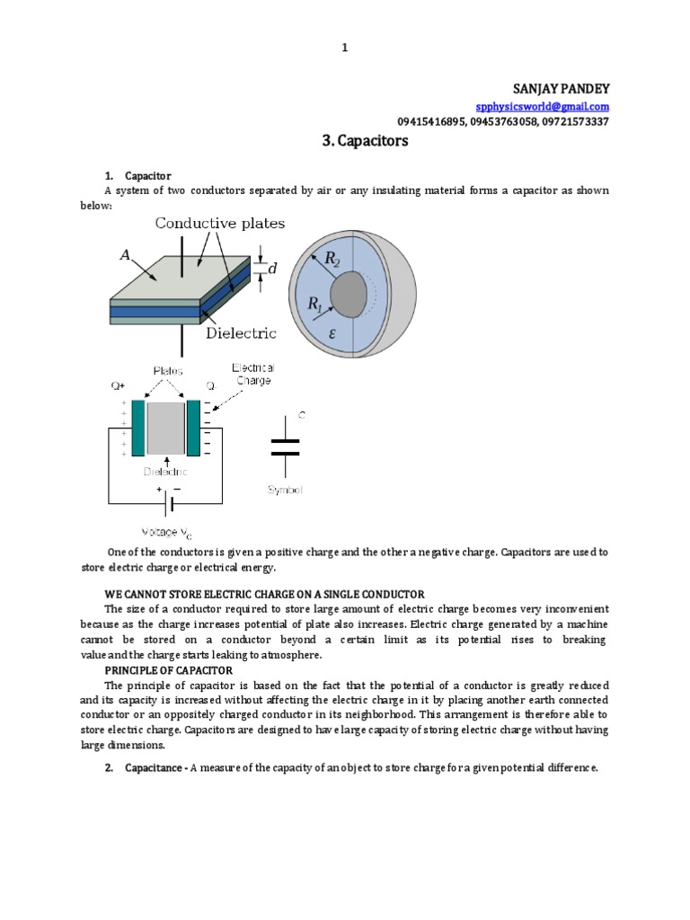 Capacitors (Modified) by Sanjay Pandey PDF Dielectric Capacitor