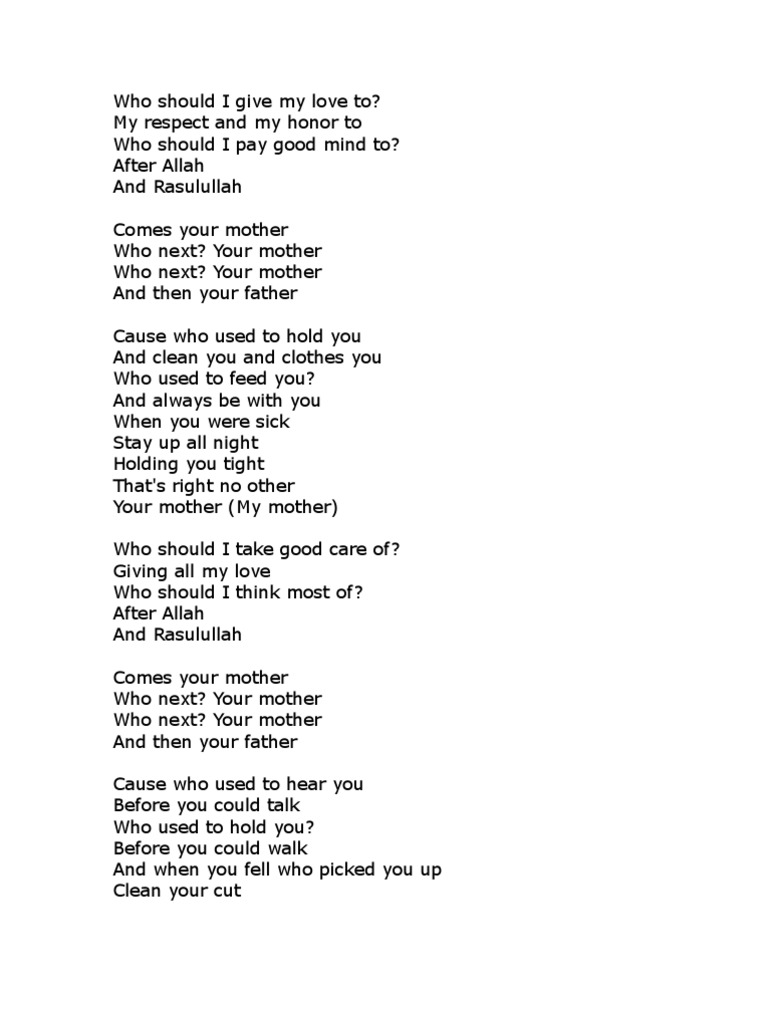 My Mother Yusof Islam lyrics