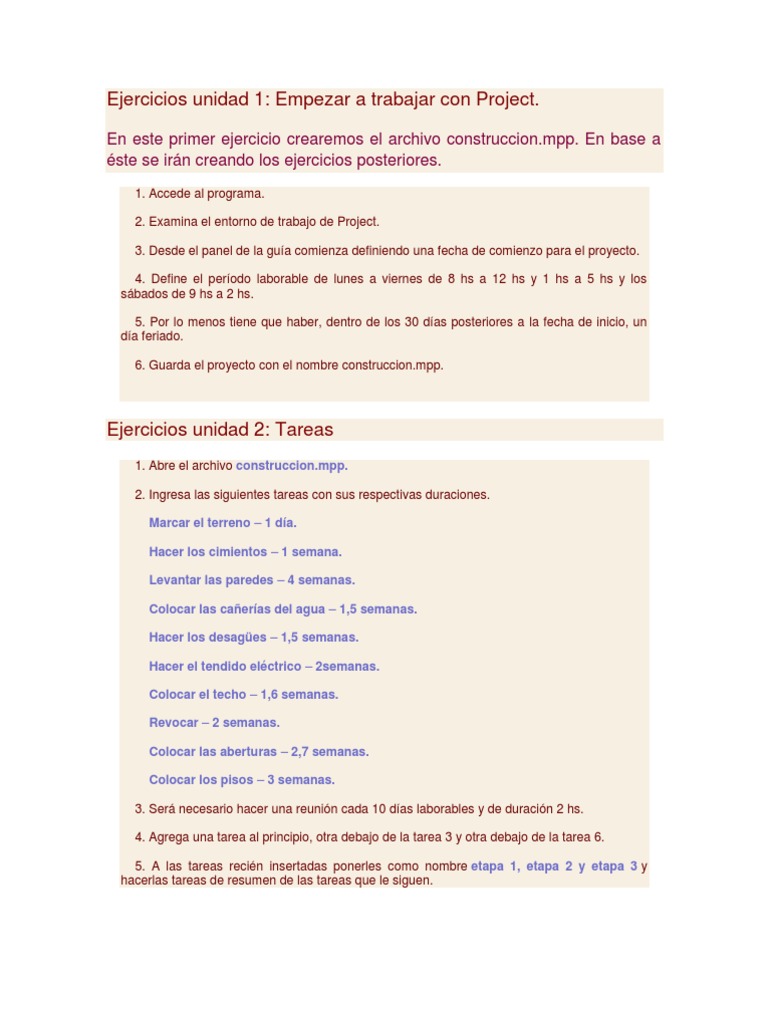 Ejercicios Prácticos de Project MPP | PDF | Métodos y materiales de ...