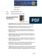 Date: Tuesday, August 27, 2013 To: Sheriff David A. Clarke Jr. From: Martin Ewert, Detective: LEAD Subject: WI Criminal History For Tory C. Johnson