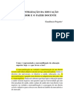 FRIGOTO, Gaudêncio - Mercantilização Do Ensino Superior e o Fazer Docente