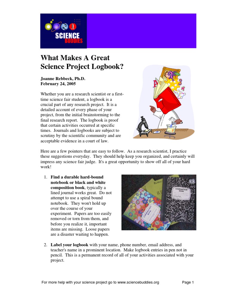 A Great Logbook (By Sciencebuddies) | PDF | Notebook | Experiment