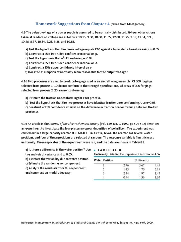 Homework Suggestions From Chapter 4 | PDF | Analysis Of Variance ...
