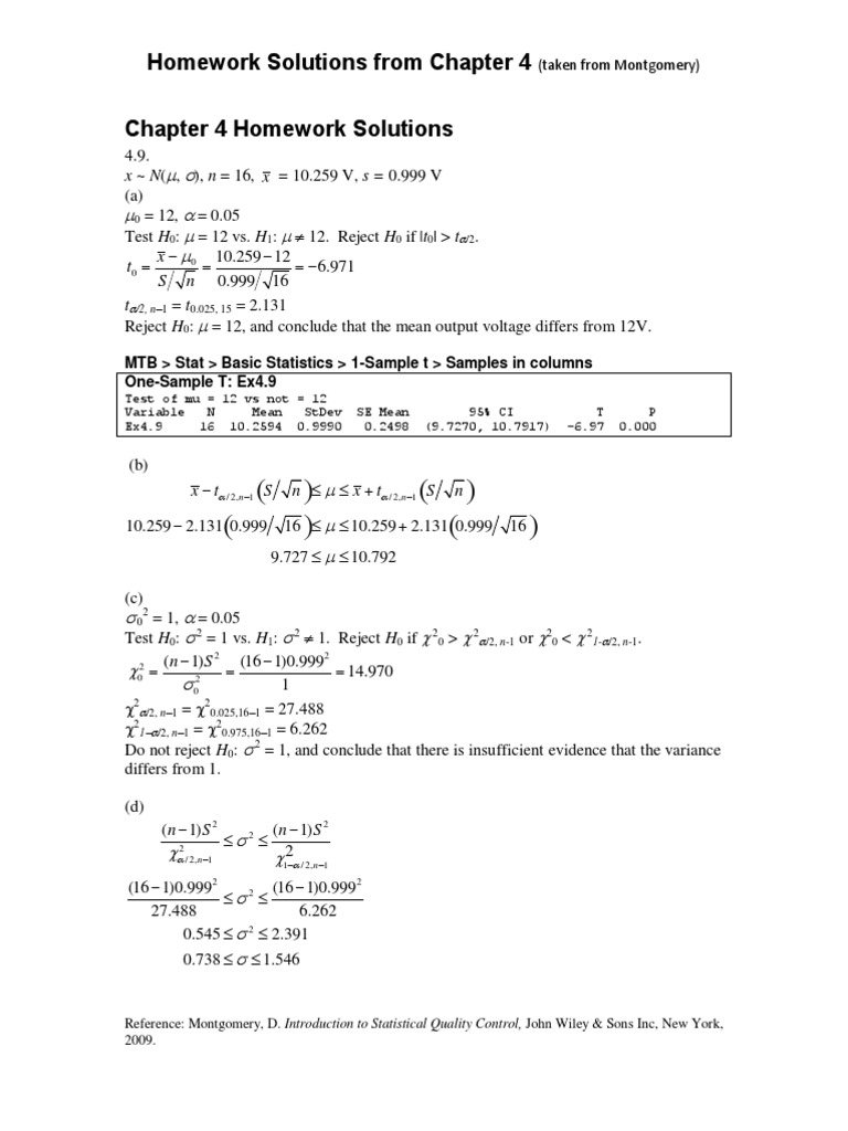 Chapter 4 Homework Solutions | PDF | Errors And Residuals | P Value